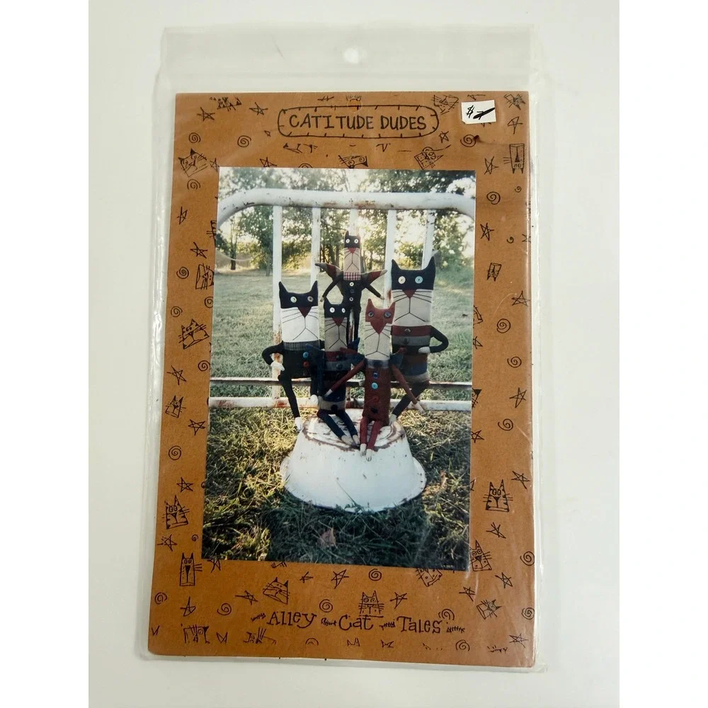Alley Cat Tales Catitude Dudes Sewing Pattern Unisex OS Brown Primitive Folk Art